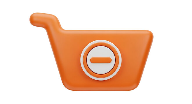Orange shopping cart icon with a minus sign