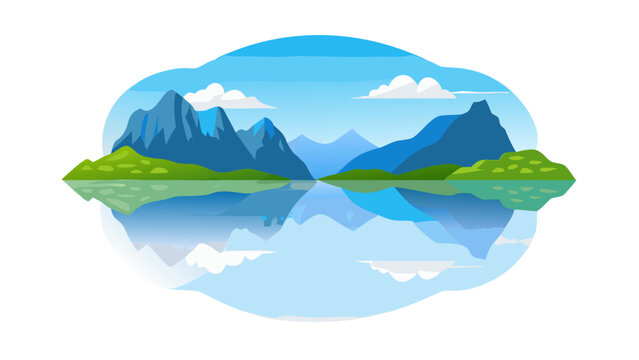A serene mountain lake with reflection Vector