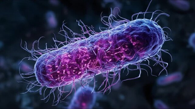 Realistic bacteria cell with actual pilis 