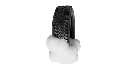 winter car tire isolated on white background with snow. PNG transparent