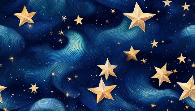a mesmerizing seamless pattern of twinkling stars against a dark night sky blue infinite