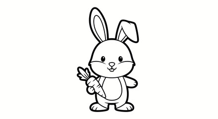 Obraz premium Bunny holding carrot stick illustration
