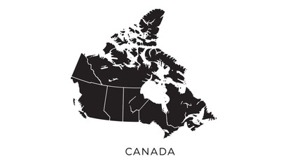 Canada map silhouette with internal provincial borders shown in white lines, presented on a plain white background.