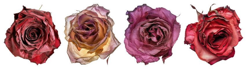 PNG Dried roses in vibrant colors on transparent background