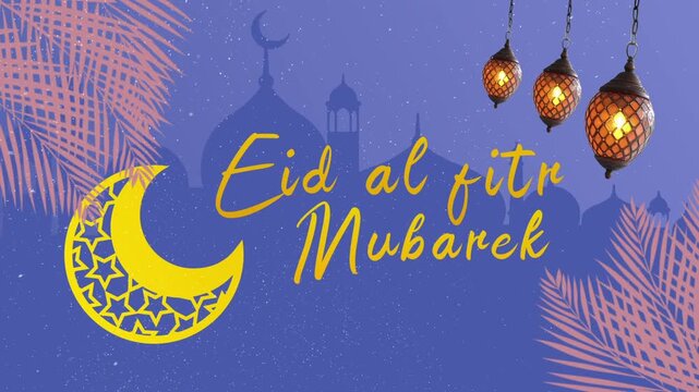 Eid al Fitr Text animation with Islamic elements