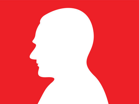 Atat&uuml;rk Side View Silhouette Red and White Illustration