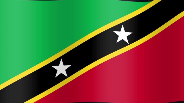 Animated national flag of Saint Kitts and Nevis, glowing stars of hope and freedom