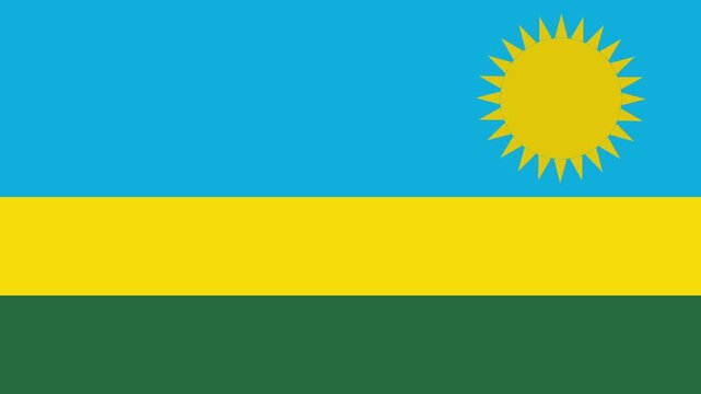 Animated national flag of Rwanda, Clear Sky and sun of enlightenment
