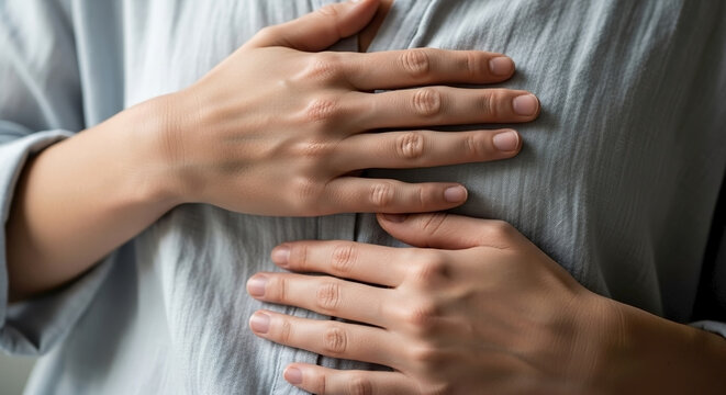 Woman practicing mindful breathing technique for deep breathing relaxation, stress relief, anxiety management, wellbeing, and self-care strategies.