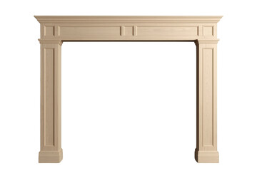 Fototapeta premium Classic wooden fireplace mantel surround with elegant carved details isolated on transparent background
