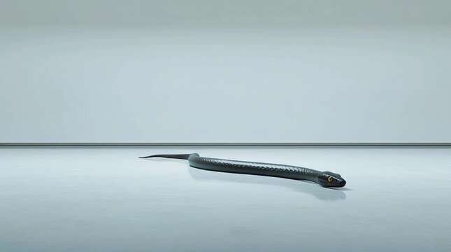 Rubber snake moving slowly on a chair