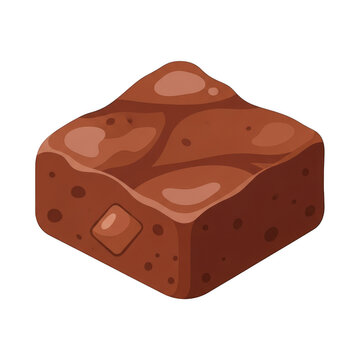 A brown chocolate brownie with nuts on top isolated on transparent background