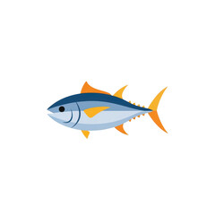 Fototapeta premium A blue and orange fish with a yellow tail isolated on transparent background