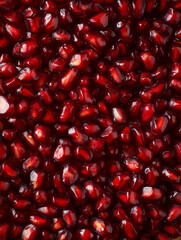 Pomegranate Seeds Densely Packed Surface Texture, Extreme Macro Overhead Food Photography