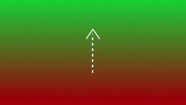 Dot up arrow animation in background, motion graphics of arrow icon pointing upwards. Dot wave straight arrow.