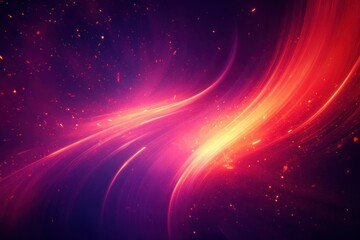 Fototapeta premium vibrant flowing light waves and glowing particles in purple and orange creating dynamic energetic cosmic motion