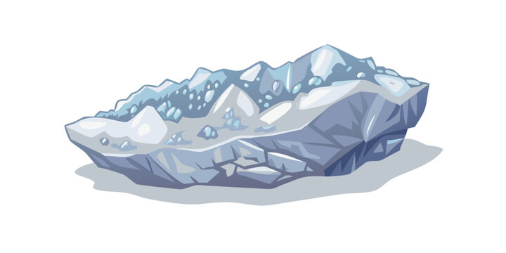 A blue ice cube on a white surface Vector