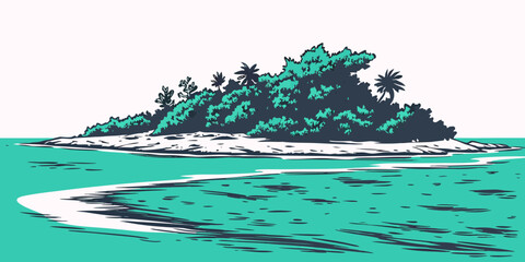 A small island with trees in the ocean Vector © MST CHIN BANU BEGUM