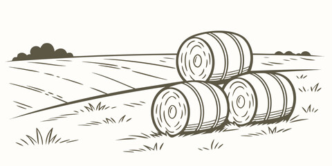 Three hay bales sitting in a field Vector © MST CHIN BANU BEGUM