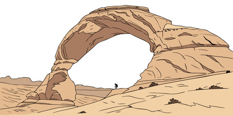 A large sandstone arch in the desert Vector © MST CHIN BANU BEGUM