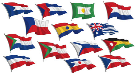Collection of National Flags Waving