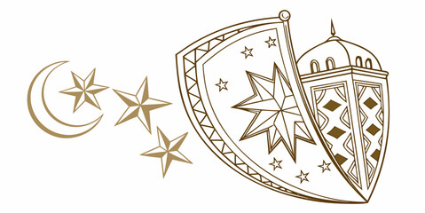 A gold colored islamic crescent moon and star lantern Vector © MST CHIN BANU BEGUM