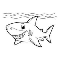 Fototapeta premium A cartoon shark with a happy face