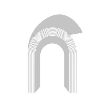 A stylized illustration of layered arches.