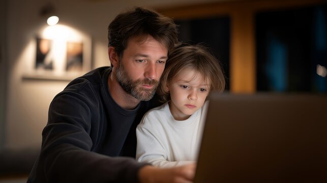 Stepfather attempting to help stepdaughter with algebra homework, confusion on both faces, biological father visible in framed photo on shelf behind, perfect for blended family dynamics, academic
