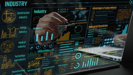 Discover a captivating digital interface highlighting diverse industry sectors, showcasing their...