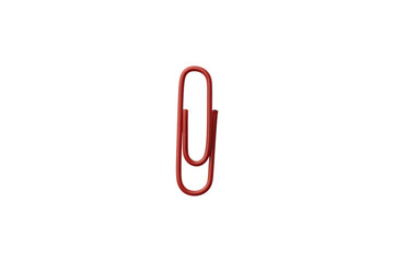 Obraz premium a red paper clip isolated PNG on a white background with clipping path.