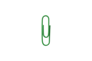 Obraz premium a green paper clip isolated PNG on a white background with clipping path.