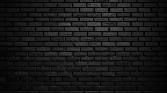 Dark textured black brick wall with industrial aesthetic and moody atmospheric lighting for interior background