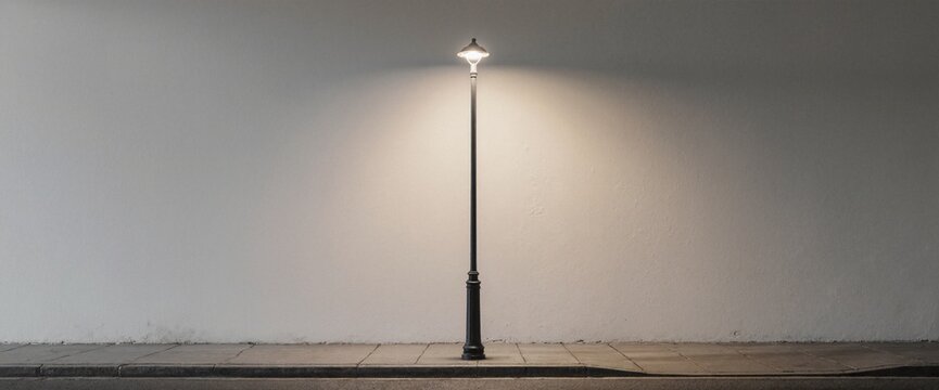 Isolated lamppost on a deserted street, concept for limit reach