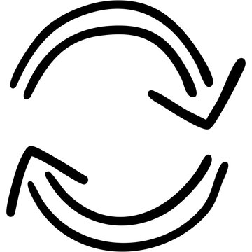 二重線の手書き矢印のイラスト19（黒）
