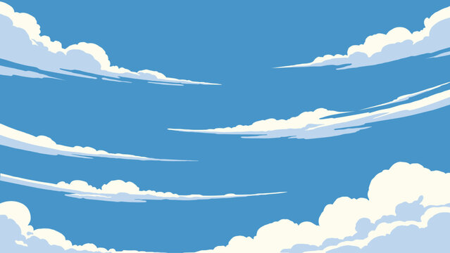 Set of Blue Sky with White Clouds Background Pack - Editable Vector Illustration - Hand-drawn Collection Cloud Design Bundle for Graphics such as Poster, Banner, Web, and Print Projects