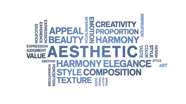 Aesthetic animated word cloud-text design animation tag kinetic typography seamless loop.