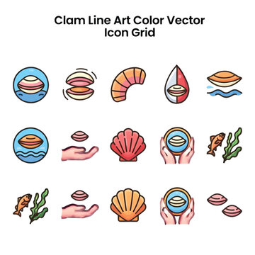 Clam Line Art Vector Illustration, Minimal Seashell Outline Drawing, Ocean Shell Sketch