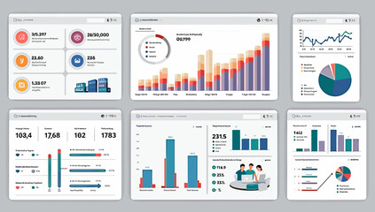 A bright and clean dashboard displaying financial metrics and data visualizations. Ideal for illustrating growth, analysis, and reporting in business 