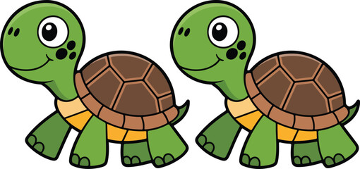 Shaka Sign HanSet of Cute Cartoon Turtle Characters Walking Together for Kids Design Vector Illustrationd Gesture Icon in Colored and Outline Styles Vector Illustration © MSTSORIFA