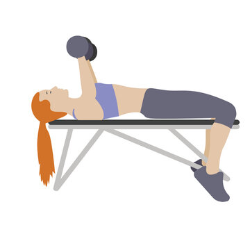Woman Doing Dumbbell Chest Press Exercise on Bench Illustration