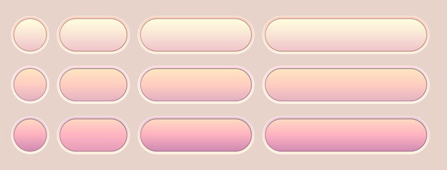 Buttons orange isolated, navigation panel for website with soft pastel colors.