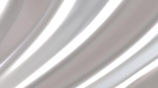 Silver white silk moving waves  animation, striped pattern chrome metal 4K animation.