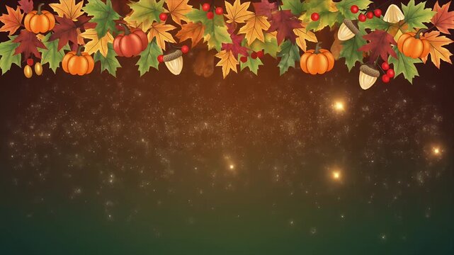 Autumn Harvest Display with Pumpkins and Leaves on Dark Reflective Surface