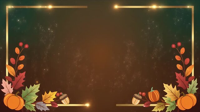 Autumn Harvest Composition with Pumpkins and Maple Leaves on Dark Background