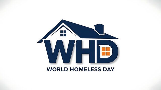 World homeless day logo with house icon and awareness message