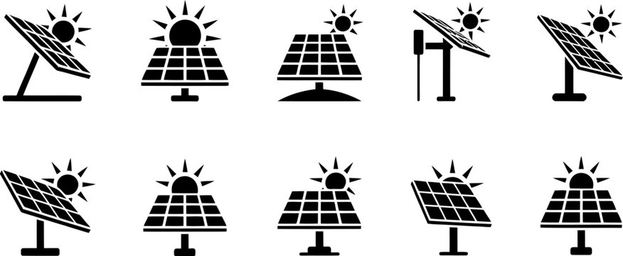 Solar Energy Panel Icon Set