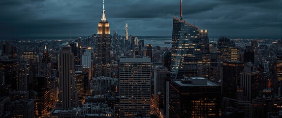 Fototapeta premium Classic Urban Cityscape Highlighting Signature High Rise Buildings
