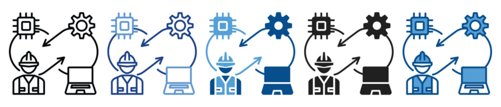 Workflow icon set multiple style collection