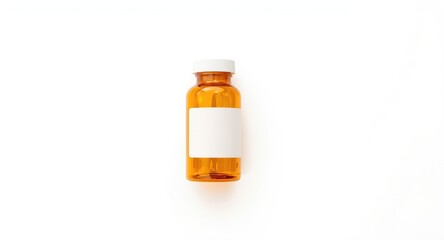 A single pharmaceutical bottle paired with signature area on a white background for adding text in laboratory settings